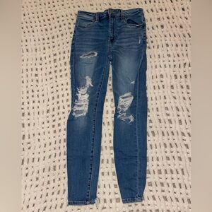 American Eagle Outfitters Blue Distressed Skinny Jeans